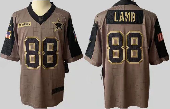 Men Dallas cowboys 88 Lamb Nike Olive Salute To Service Limited NFL Jerseys